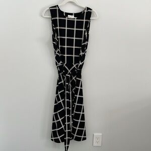 Charter club midi dress sleeveless geometric shapes A line‎ with belt